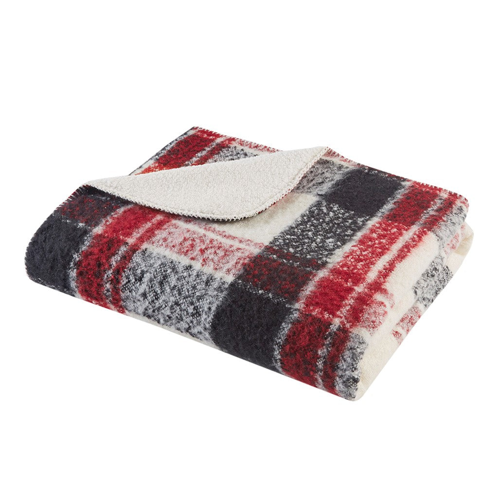 Bloomington Faux Mohair to Sherpa Throw 50x60" Red