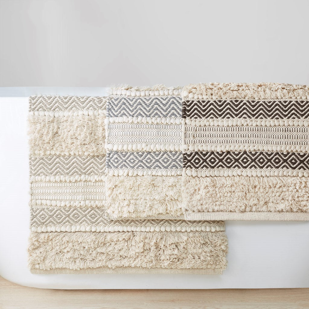 Asher Woven Texture Stripe Bath Rug