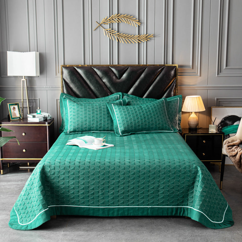 3-Piece Quilted Bedspread Green