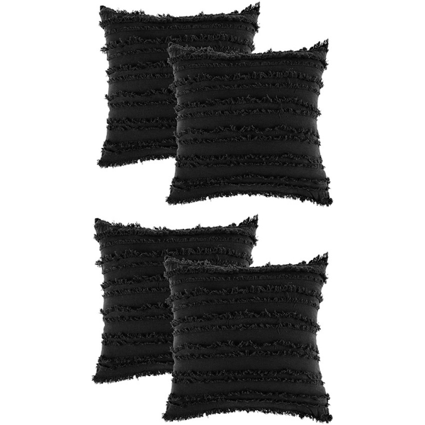 Ruffled Cushion Covers 4 Pack Black
