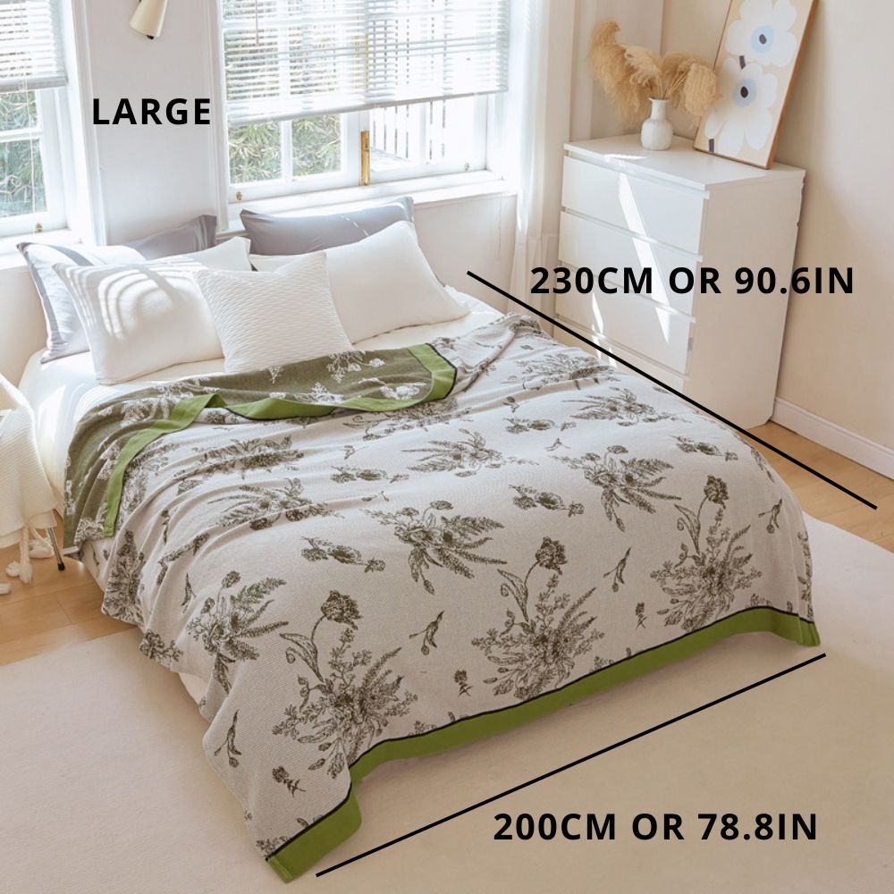 Reversible Pastoral Leaf Cotton Quilt Large (200 x 230 cm 78.8in x 90.6in)