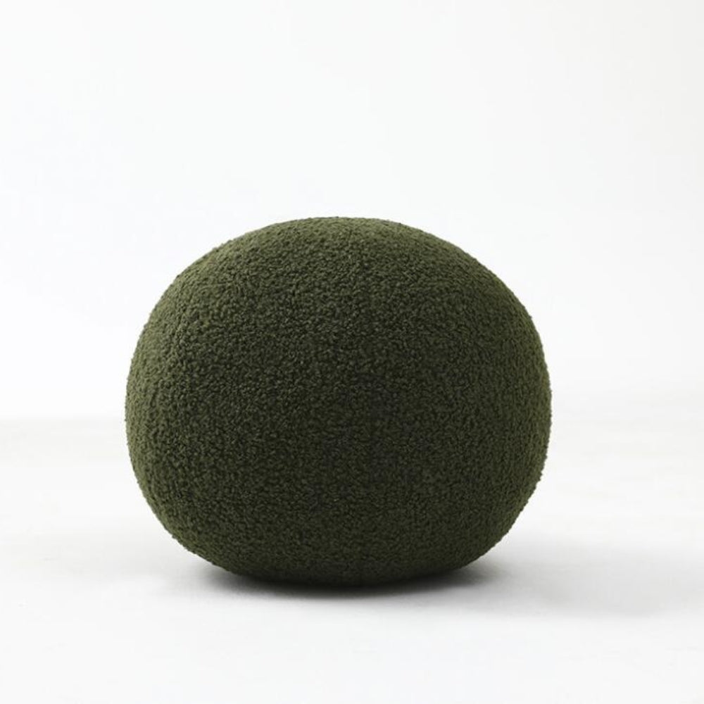 Plush Ball Shaped Boucle Cushion Green