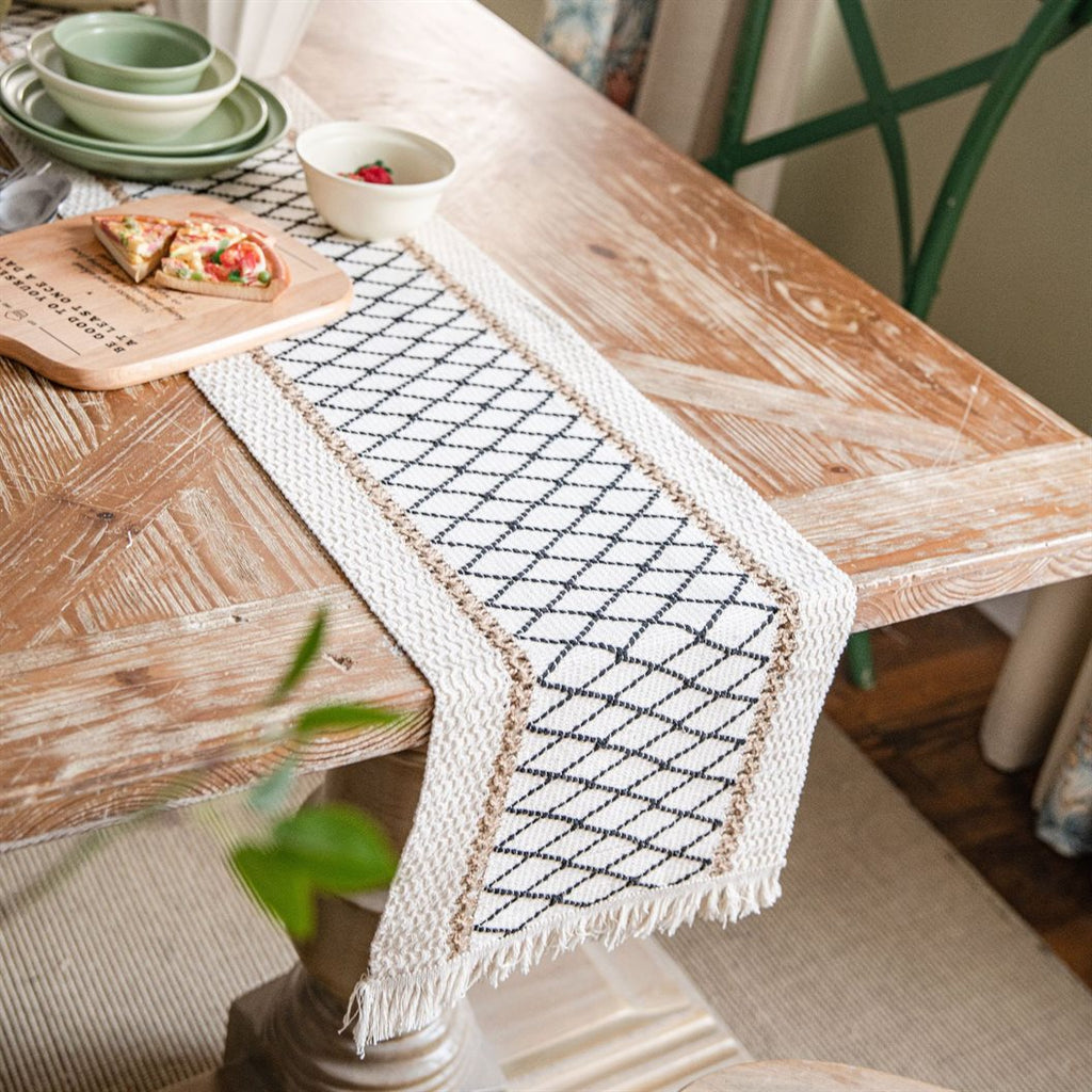 Boho Cotton Tassel Table Runner