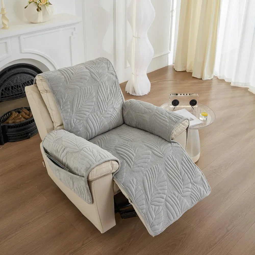 Waterproof Recliner Cover - Quilted Slipcover with Storage Pockets
