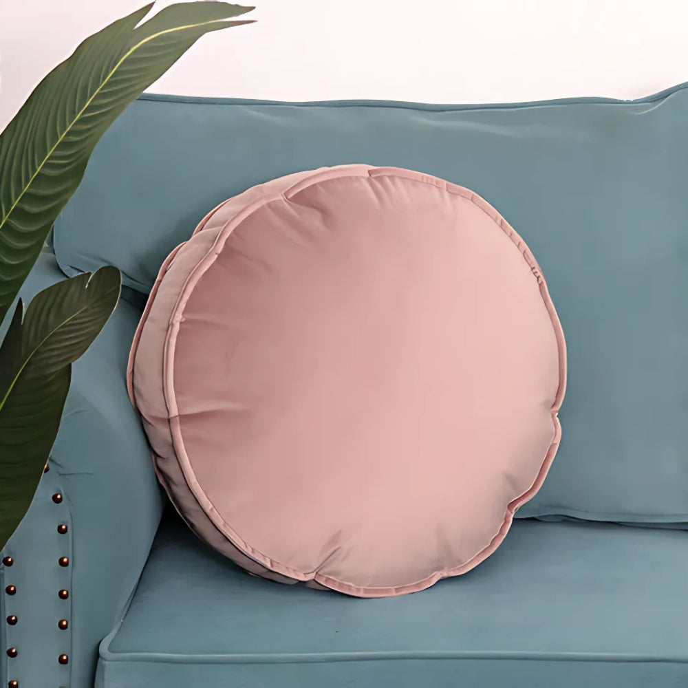 Lavish Velvet Round Cushion Blush 20" (Diameter)