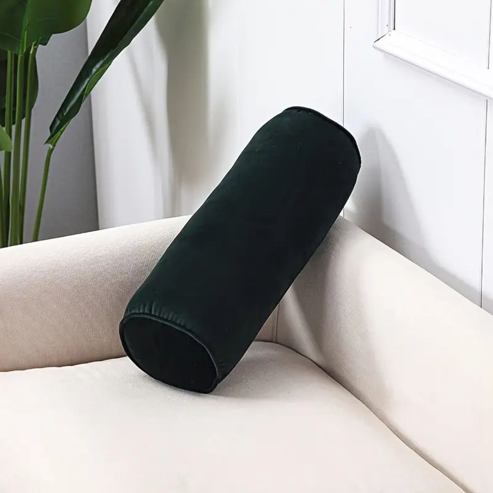 Plush Velvet Bolster Cushion Black