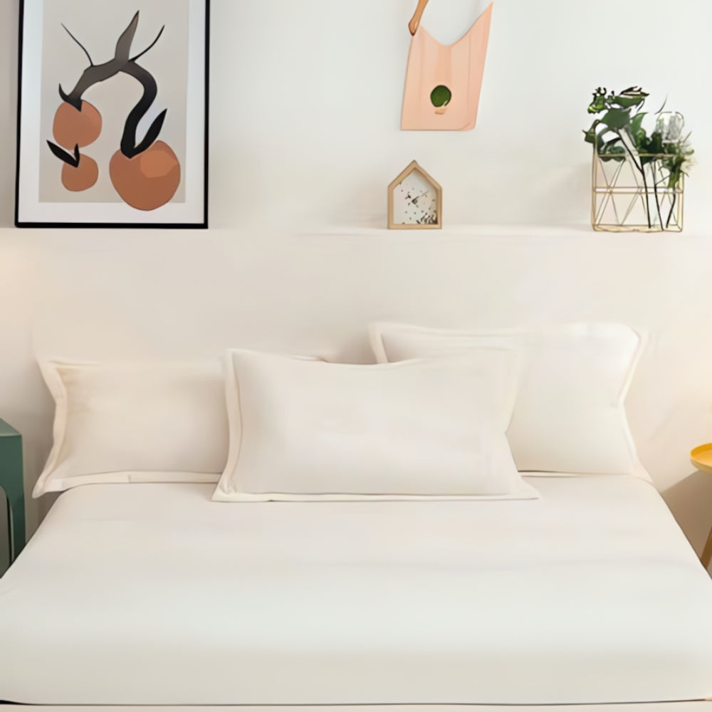 Fleece Comfort Pillow Covers Ivory White 19"x29"x0.79"