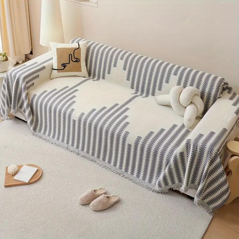 Modern Monochrome Fern Sofa Cover Gray