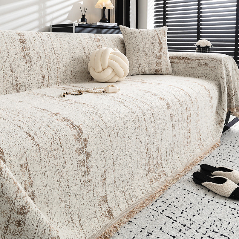 Modern Chenille Couch Cover for Protection & Style Khaki