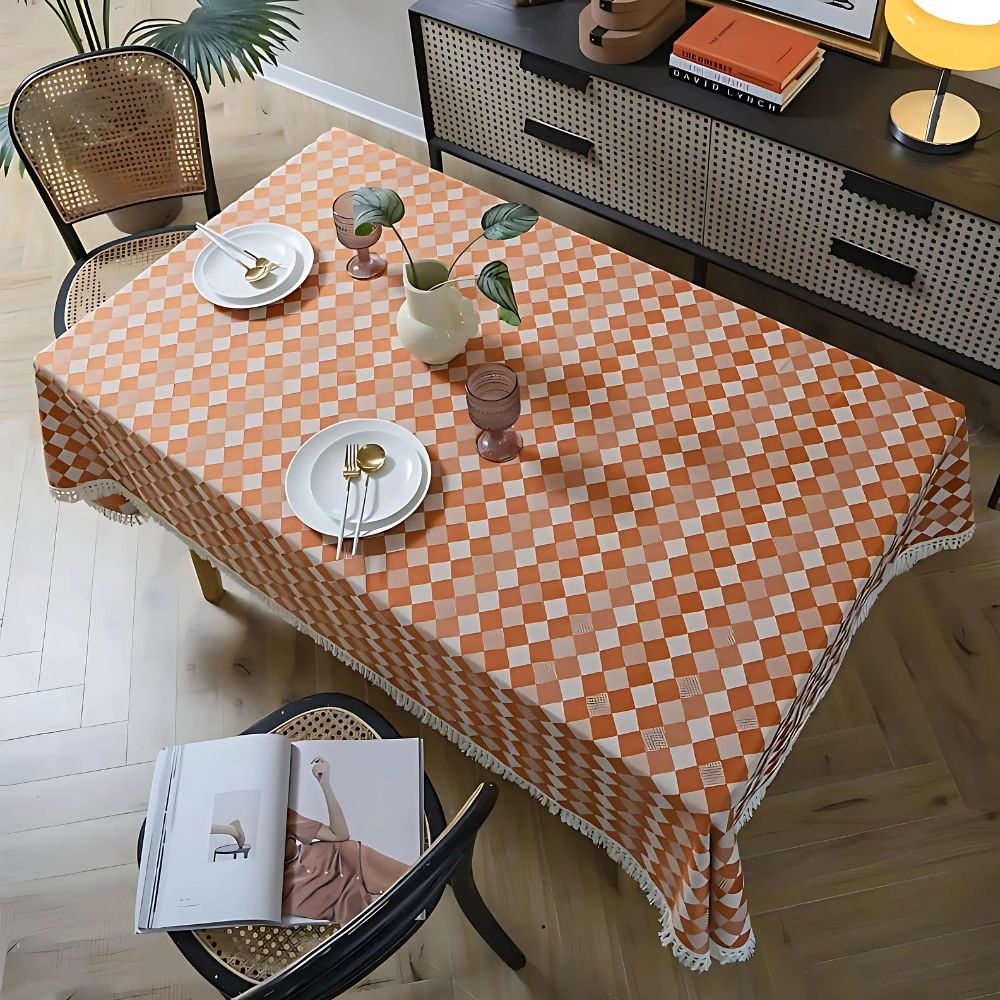 Heritage Checkered Tablecloth Blush Pink