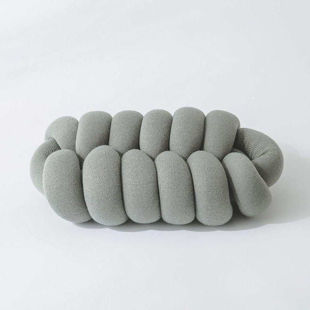 Splendid Ellipse Knotted Plush Cushion Gray 18"x10"x6"