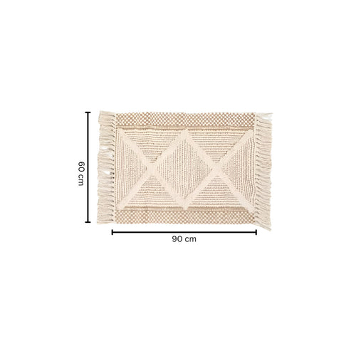 Beige Textured Fringe Tassel Rug 24"x35"
