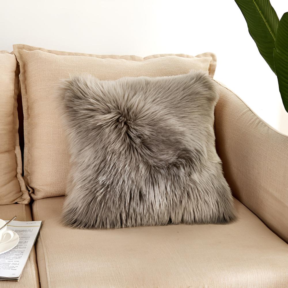 Furry Cushion Covers Ash Mist Gray