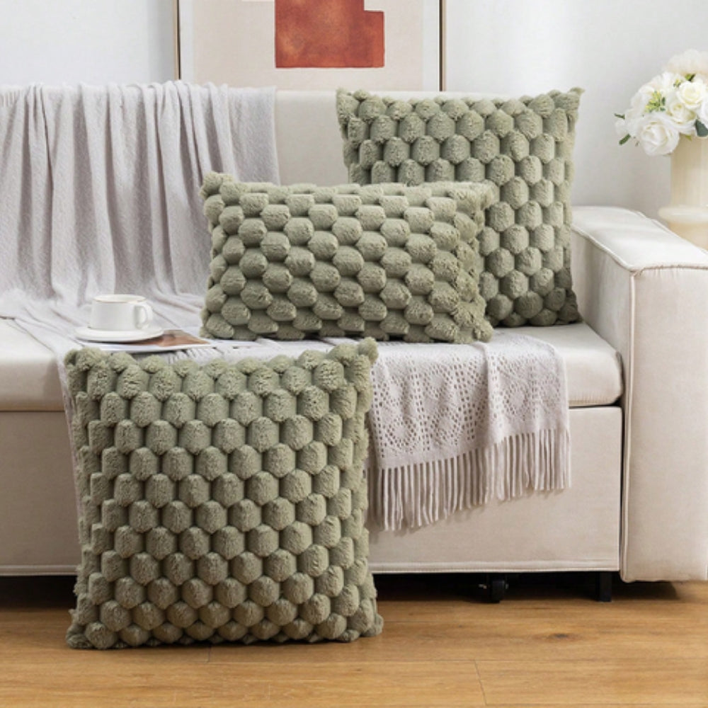 Plush Marshmallow Cushion Cover Green