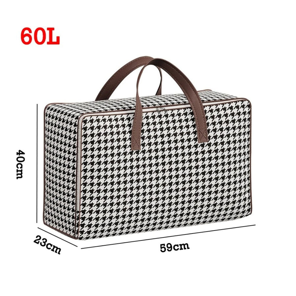 Durable Large Capacity Houndstooth Storage Suitcase 60L