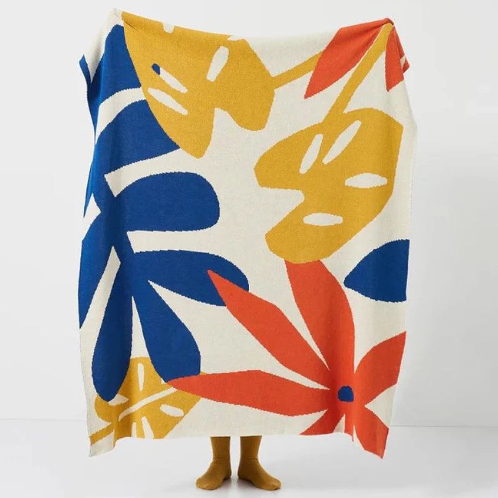 Tropical Breeze Knit Blanket Sunset Bloom