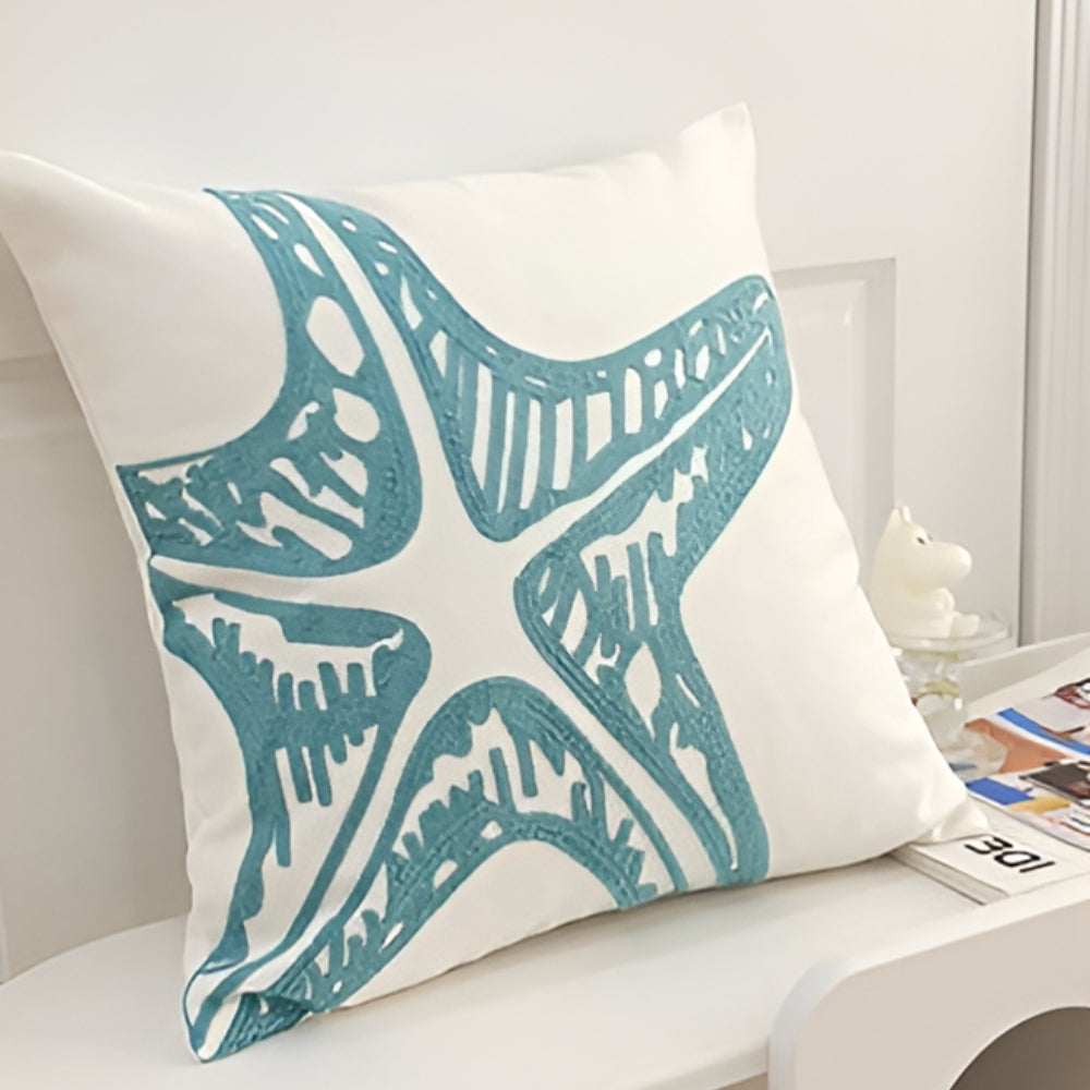 Ocean Treasures Embroidery Cushion Cover Starfish