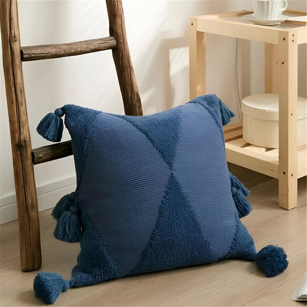 Tassel Touch Cushions Deep Blue