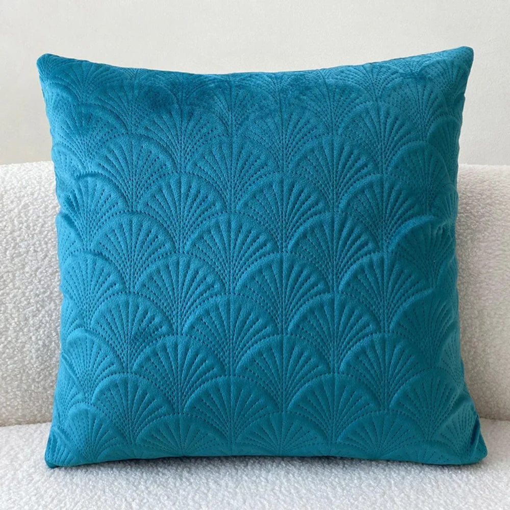 Coastal Velvet Shell Cushion Cover Blue 18"x18"