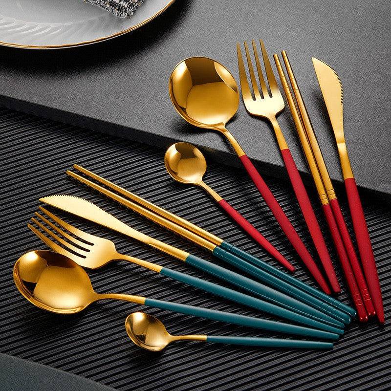 Nara Matte Black & Gold Cutlery Set