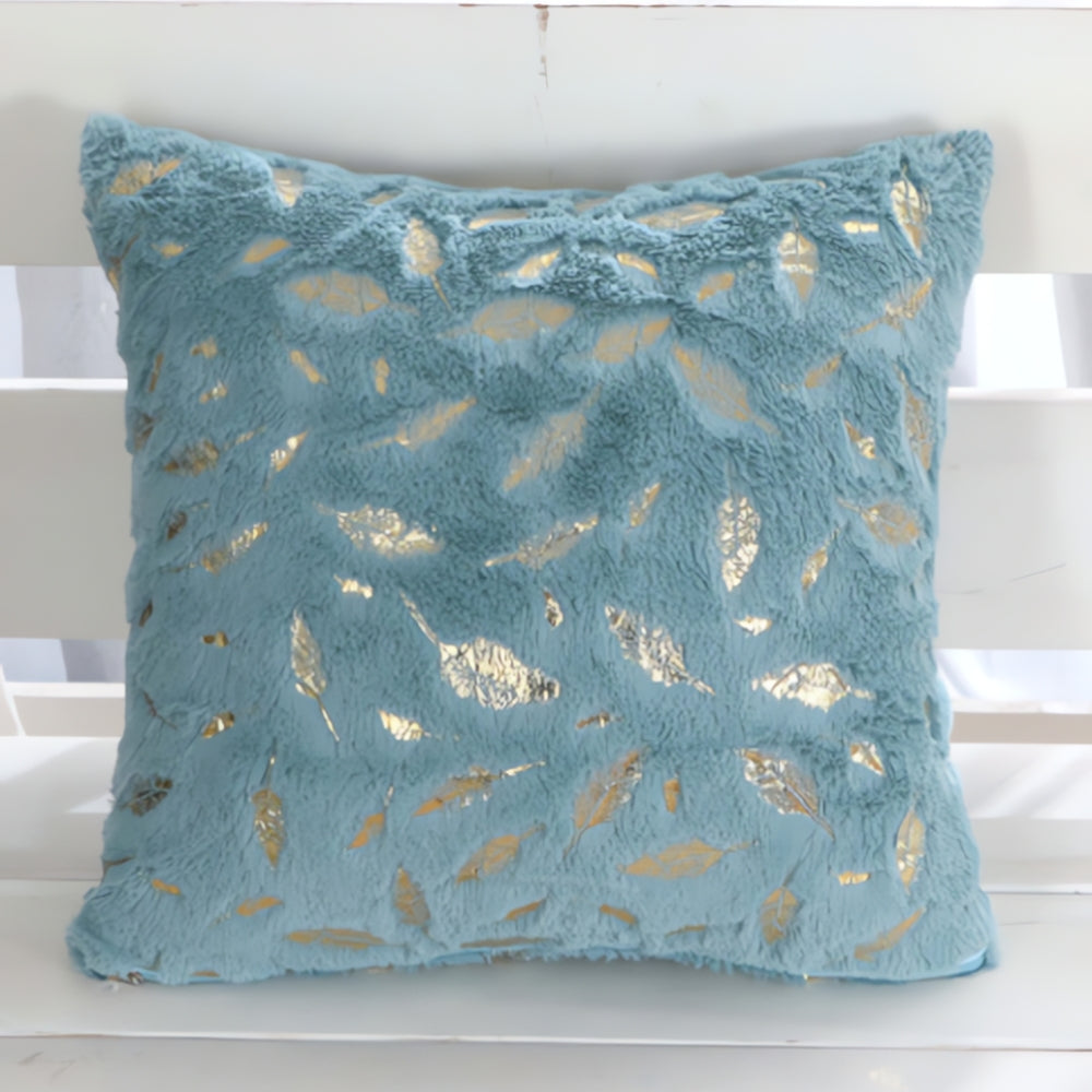 Golden Leaf Velvet Cushion Covers Ocean Wave