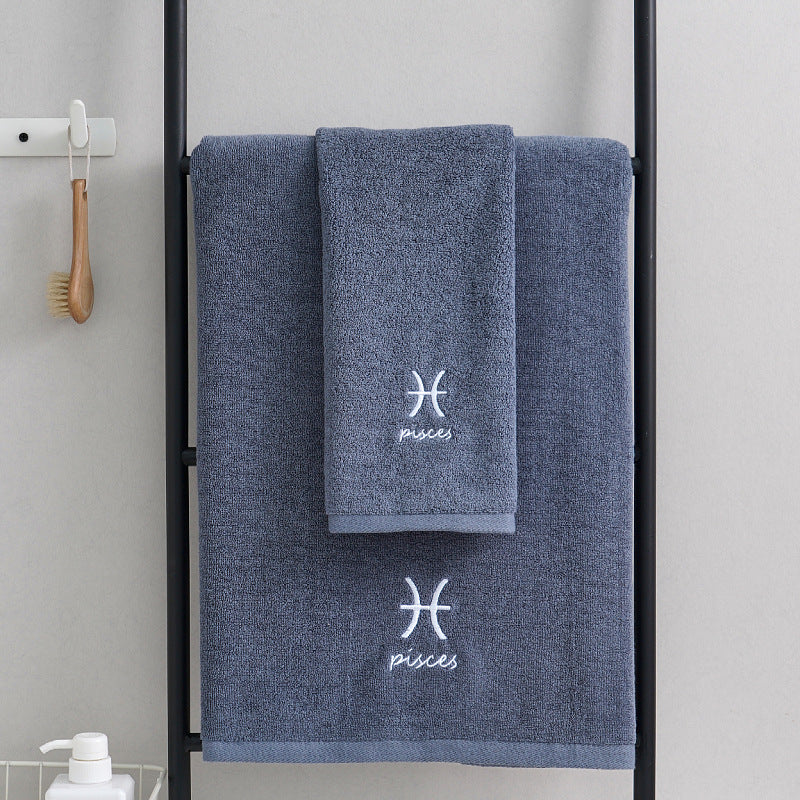 Zodiac Luxury Towel Set (2-Piece) Blue Pisces