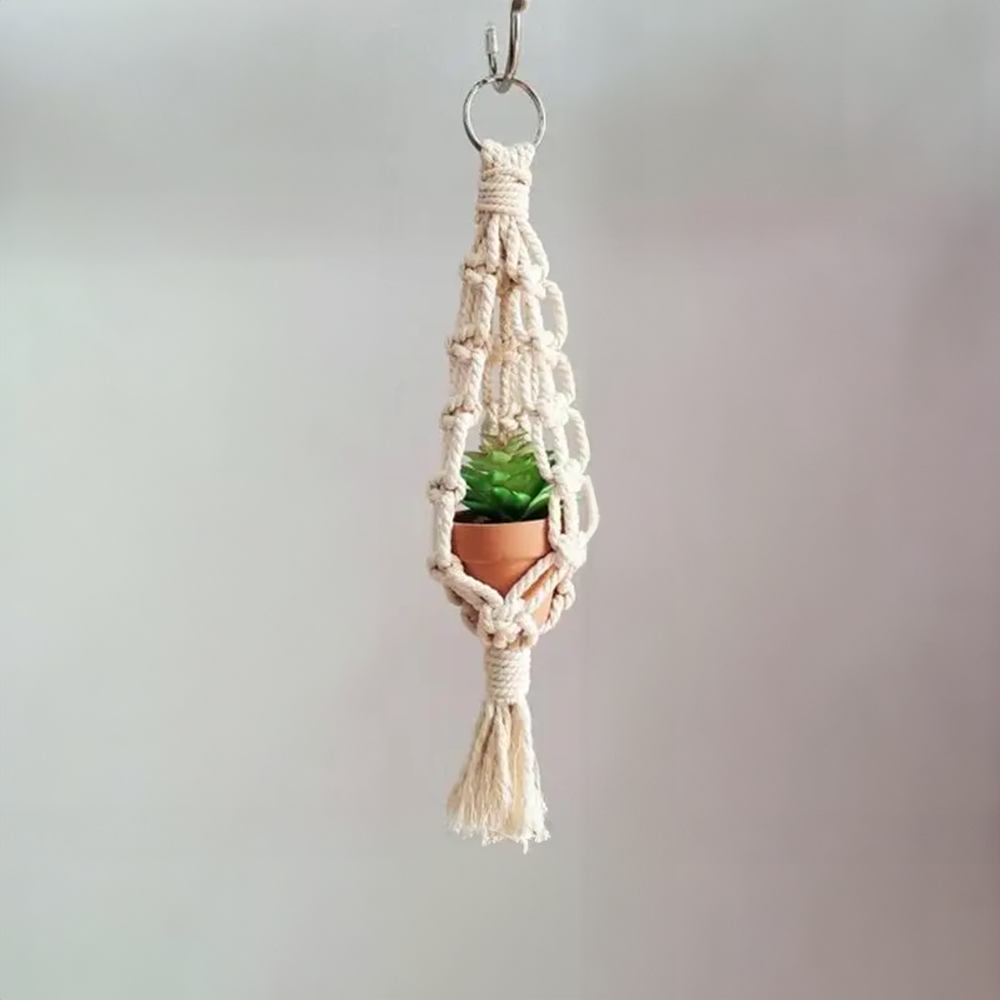 Macrame Car Plant Hanger White