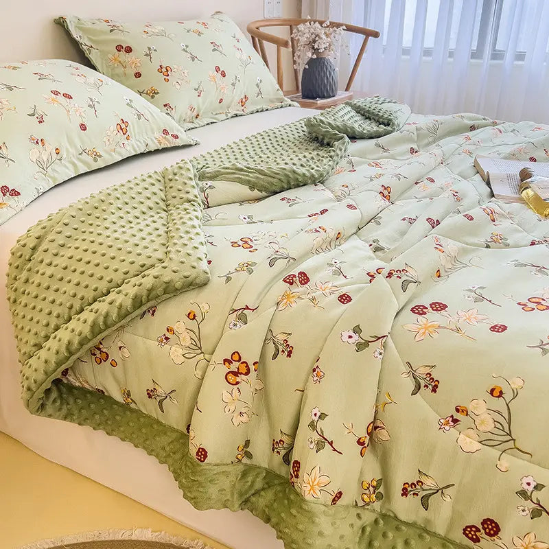 Floral Velvet Quilt - Textured & Soft Wildflower Mix