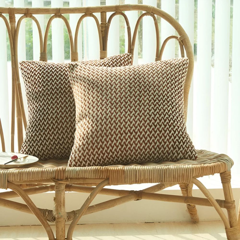 Lush Chevron Cushion Covers Chestnut