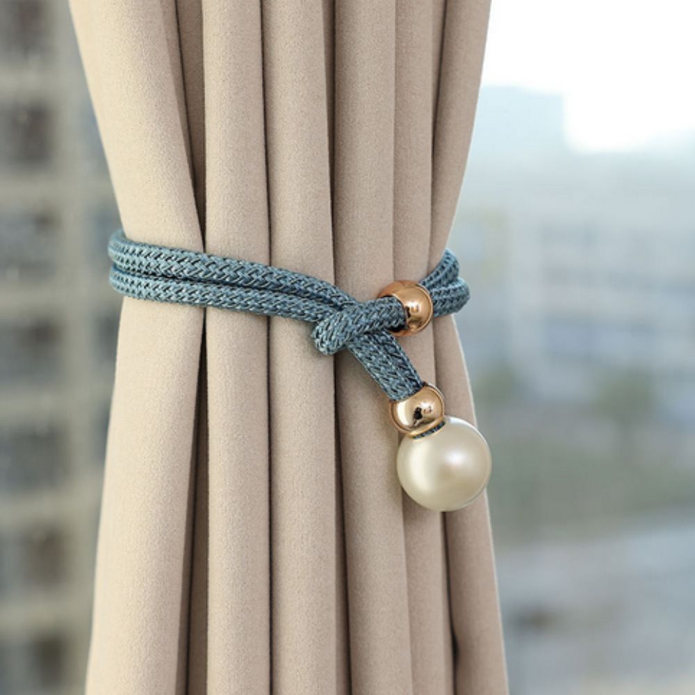 Lustrous Pearl Curtain Tie Back | 2 Pcs Set Blue Green