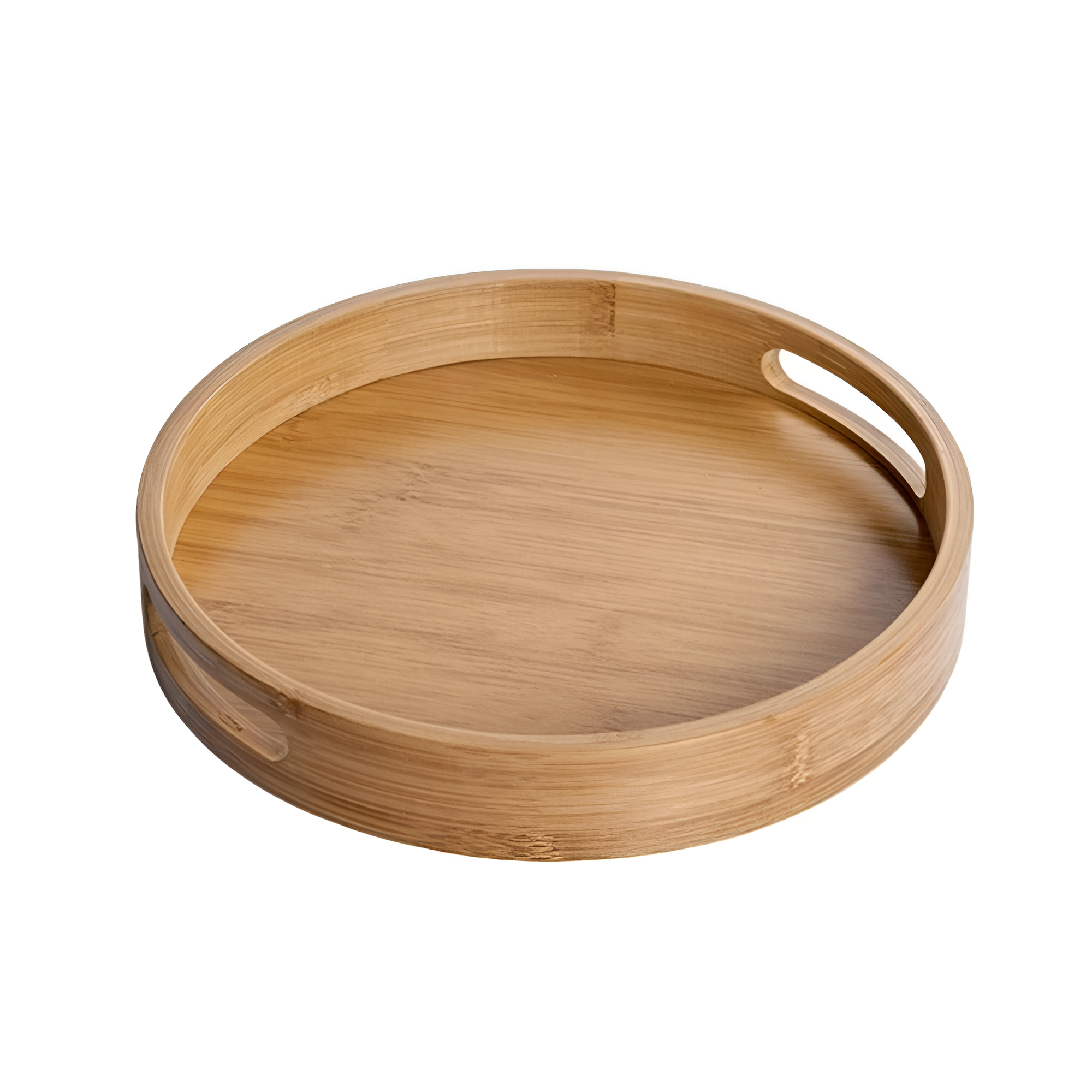 Bamboo Wood Round Serving Tray 14"