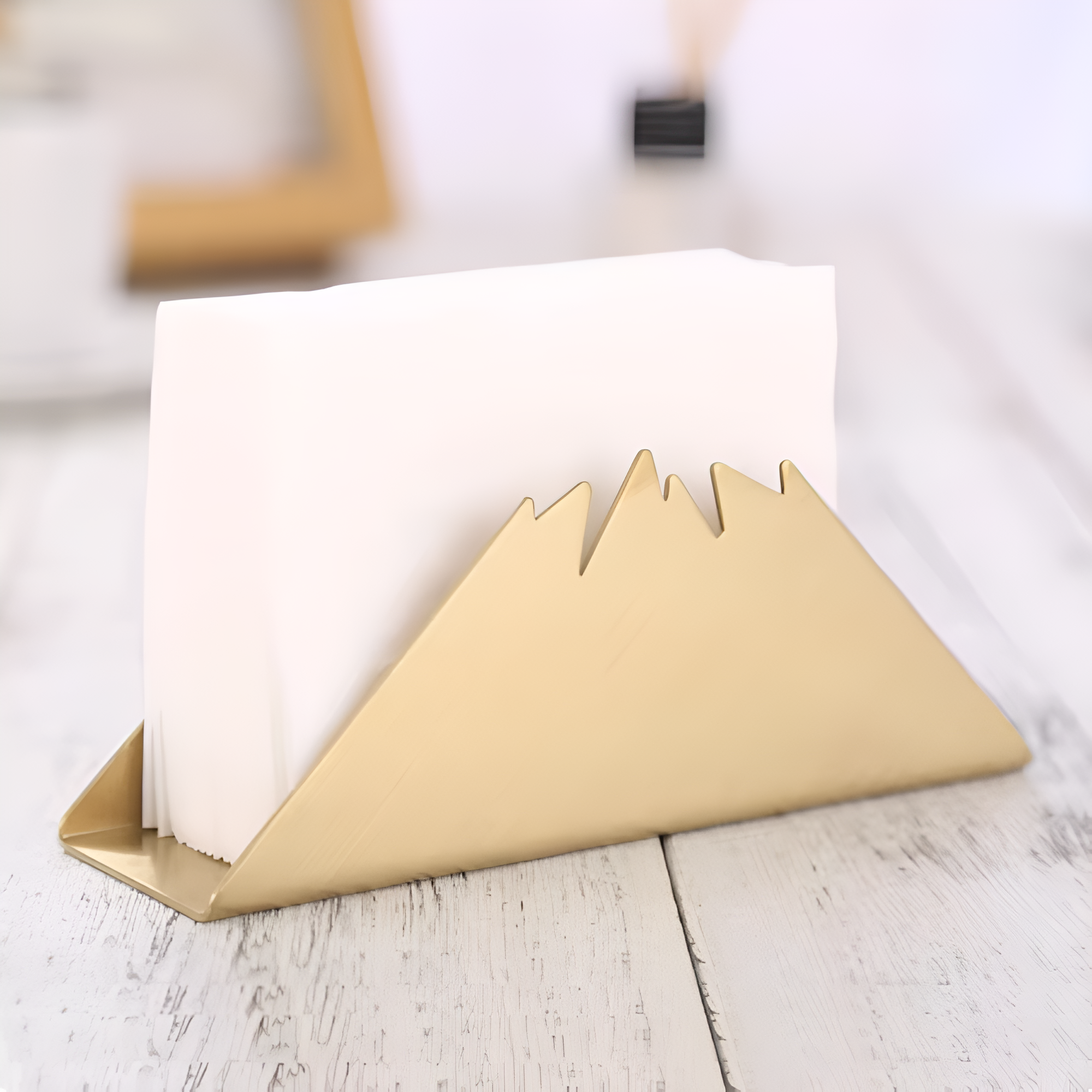 Gold Metallic Napkin Holder Mountain