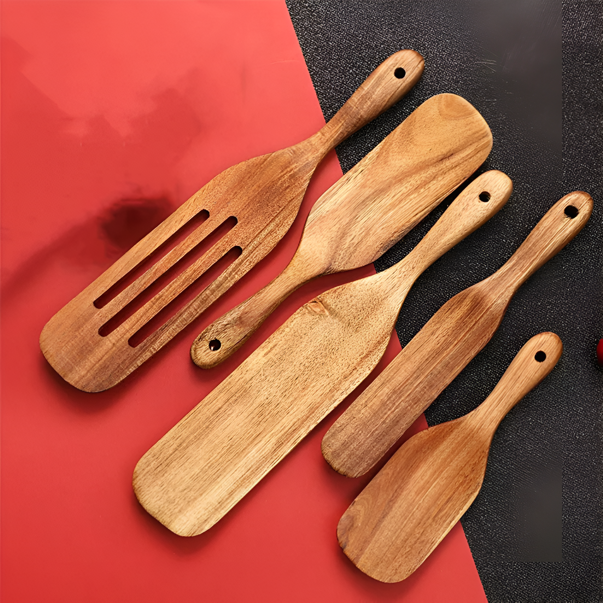Non-Stick Wooden Spatula Set 5 Piece Set