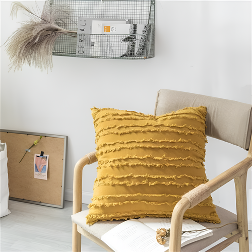 Bohemian Fringe Cushion Cover Vintage Yellow