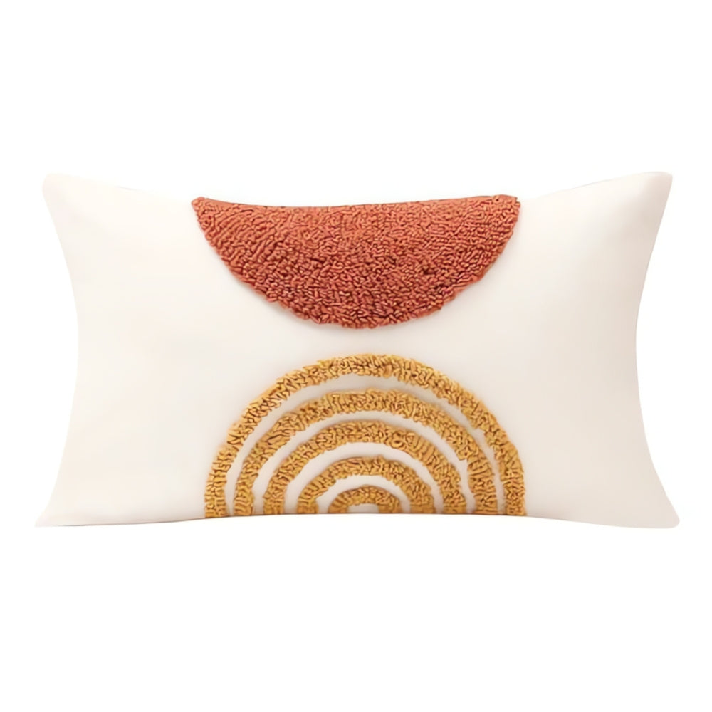 Eden Geometric Embroidery Cushion Cover Sandy Beige 12"x20"