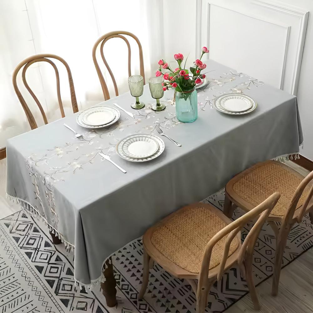 Blossom Weave Elegance Tablecloth Blue