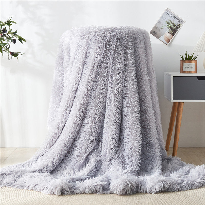 Faux Fur Snuggle Throw Blanket Gray
