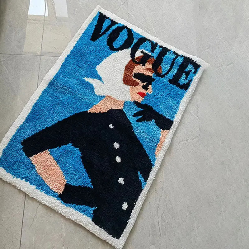 A-la Mode Magazine Tufted Rug Blue