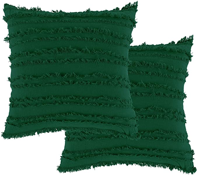 Ruffled Cushion Covers 2 Pack Dark Green