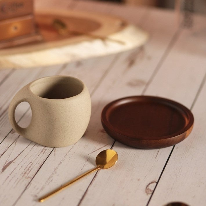 Ceramic Coffee Mug with Saucer & Spoon - Espresso Cup Set