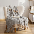 Nordic Knitted Pom-Pom Throw Blanket