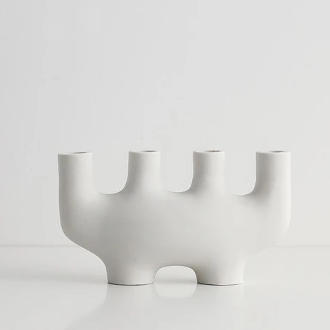 Abstract Arch Ceramic Candle Holders 4 Candles Wide