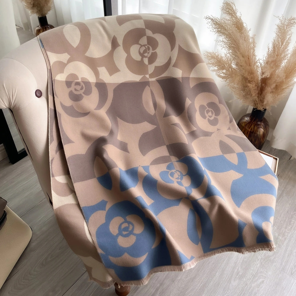 Abstract Retro Fringe Soft Shawl Ocean Petal
