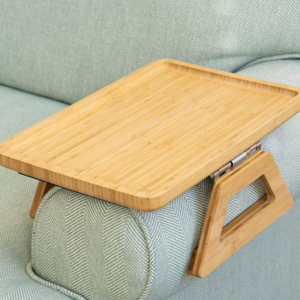 Adjustable Bamboo Clip-On Arm Tray Table Bamboo Glow