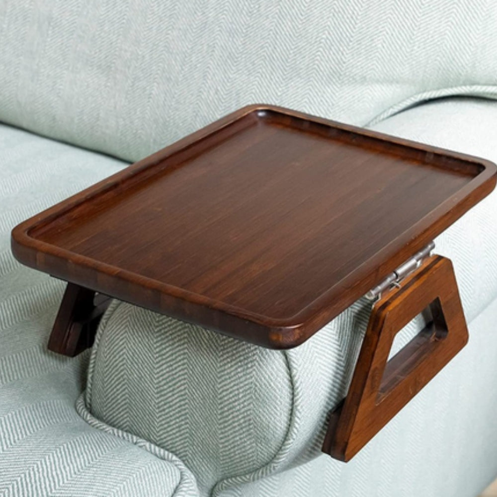 Adjustable Bamboo Clip-On Arm Tray Table Walnut Charm