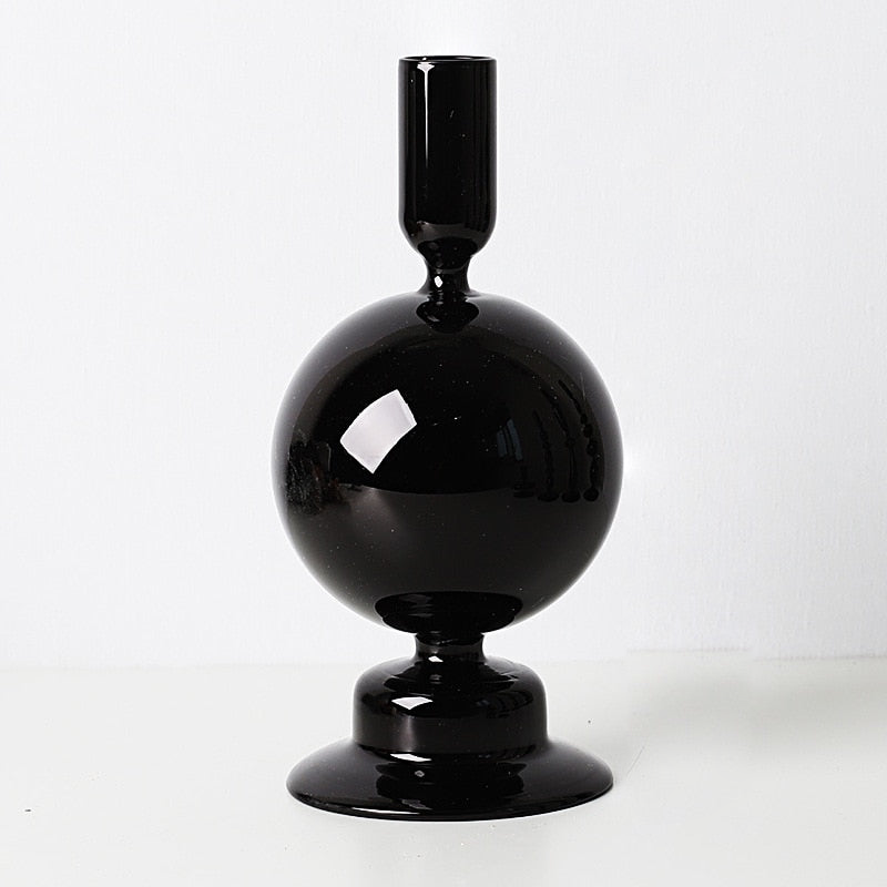 All Black Glass Candle Holders Ball Black