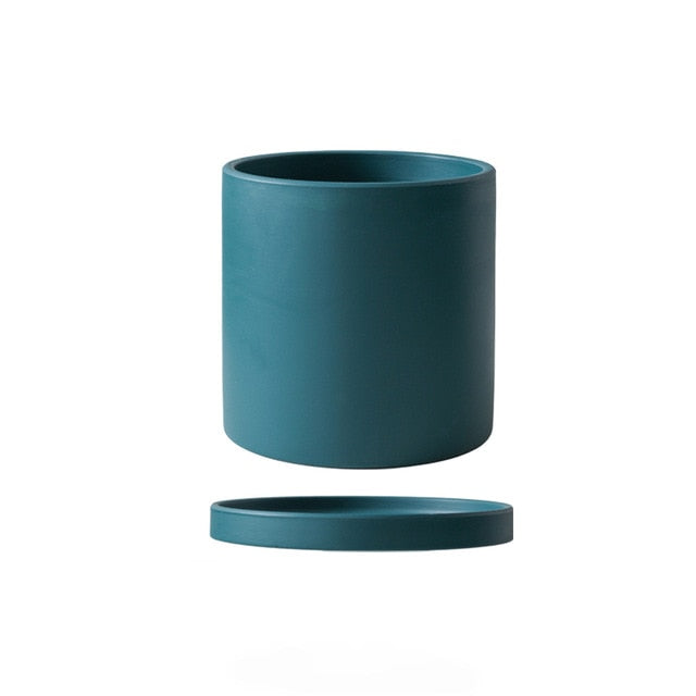 All The Bright Colors Planter with Saucer Set Teal