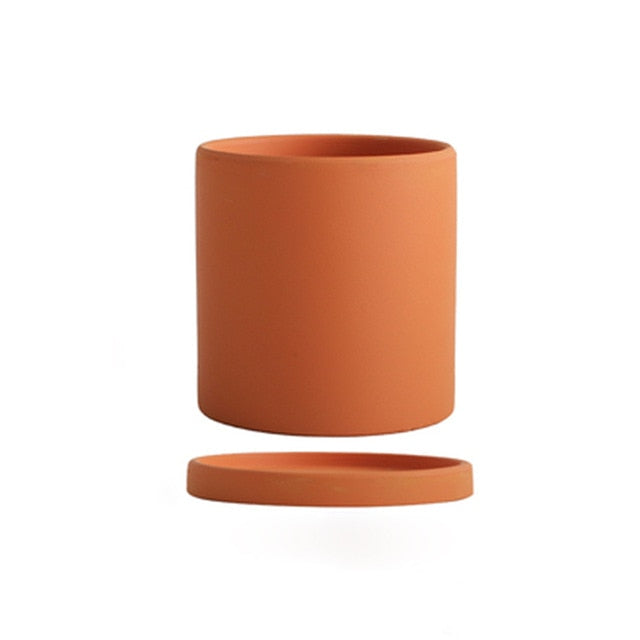 All The Bright Colors Planter with Saucer Set Orange