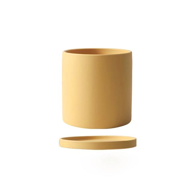All The Bright Colors Planter with Saucer Set Ochre Yellow