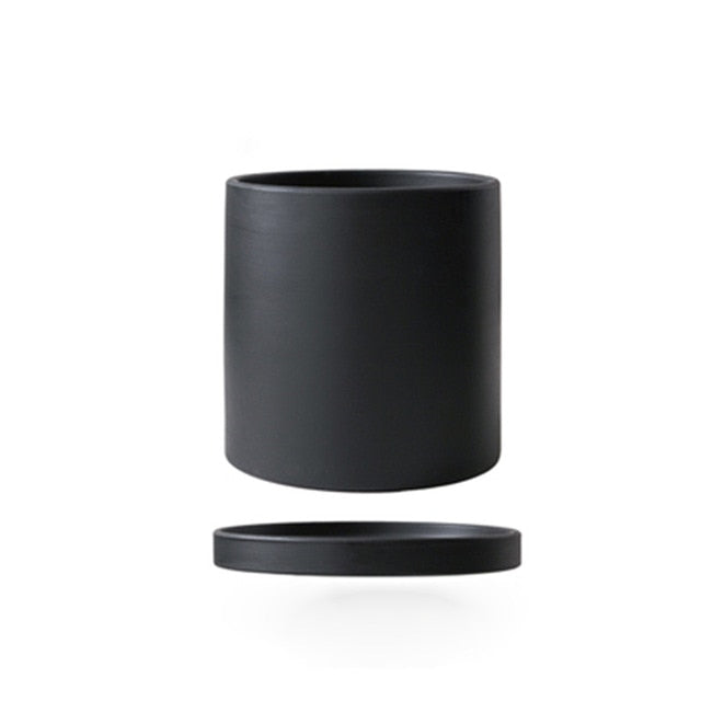All The Bright Colors Planter with Saucer Set Black